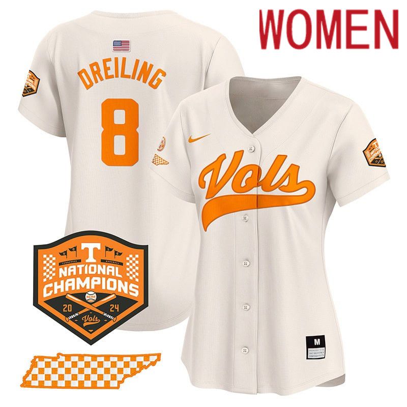 Women Tennessee Volunteers #8 Dreiling Cream 2024 Nike Champions Vapor Premier Limited NCAA Jersey